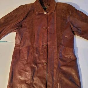 Pelle Brown Leather Jacket New York Milano Women’s Size Medium Padded Shoulders